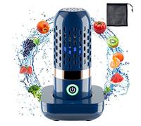 Depuratore per Frutta e Verdura, Lavatrice di Frutta Ricaricabile Senza Fili USB, Impermeabile, Mini Purificatore dell'Alimento Portatile con Borsa a Rete per Frutti di Mare, Riso, Carne (blu)