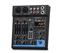 Depusheng M4 Mixer audio professionale Scheda audio Console interfaccia di sistema USB digitale a 4 canali Bluetooth MP3 Ingresso computer 48V Phantom Power Stereo DJ Studio Streaming Nero