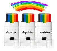 Depvision, confezione da 3 colori arcobaleno per il viso LGBTQ+, colori per il viso LGBT Pride Flag Color Face Paint Stick per trucco per il corpo arcobaleno per eventi, festa del gay pride