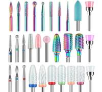 Depvko 30 punte da trapano per unghie in ceramica, da 3/32 pollici in acrilico con diamante per rimuovere punta fresa cuticole in carburo, per casa salone gel acrilico manicure e pedicure (3 custodie)