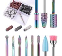 Depvko Set di 10 punte fresa unghie professionale carburo: punta fresa cuticole con 75 piccole fasce abrasive (#80#120#180) e punta a mandrino, strumento per la rimozione delle unghie in gel acrilico