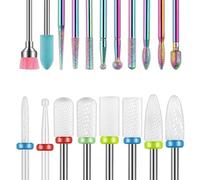 Depvko Set di 19 punte per trapano per unghie, lima elettrica per cuticole diamantate da 3/32 pollici e kit di frese per unghie in gel acrilico in ceramica, strumenti per nail art punta fresa cuticole