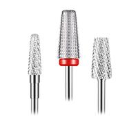 Depvko - Set di 3 punte da trapano per unghie, 5 in 1 per unghie da 3/32 pollici, a forma di cilindro affusolato e conico, punte per trapano in carburo per rimozione di acrilico o gel