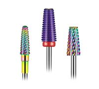 Depvko - Set di 3 punte per trapano per unghie, 5 in 1 per unghie da 3/32 pollici, fusto conico e cono in metallo duro per unghie per rimozione acrilico o gel