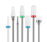 Depvko Set di 7 punte fresa unghie, punte ceramica da 3/32 pollici per fresa unghie, frese per unghie diamantate per cuticole, punte per unghie con pennello, Pedicure manicure, domestico del salone