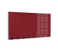 DEQORI Appendiabiti da parete in vetro e metallo, tinta unita, rosso scuro, 60 x 30 cm, design moderno, pannello appendiabiti per corridoio, soggiorno e camera da letto, magnetico e scrivibile