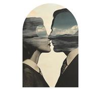 DEQORI Carta da parati da parete ad arco rotondo, autoadesiva, 100 x 150 cm, motivo orizzonti dell'amore, in tessuto, rimovibile, decorativa e indeformabile, per soggiorno, ufficio, corridoio o