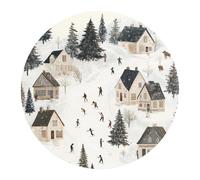 DEQORI Carta da parati rotonda autoadesiva Ø 100 cm | motivo idillio nella valle delle nevi | tela tessile - staccabile, decorativa e indeformabile - per soggiorno, ufficio, corridoio o cameretta dei