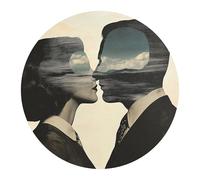 DEQORI Carta da parati rotonda autoadesiva Ø 100 cm | motivo orizzonti dell'amore | tela tessile - staccabile, decorativa e indeformabile - per soggiorno, ufficio, corridoio o cameretta dei bambini