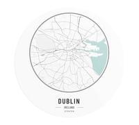 DEQORI Carta da parati rotonda autoadesiva Ø 120 cm | motivo città di Dublino | tela tessile - staccabile, decorativa e indeformabile - per soggiorno, ufficio, corridoio o cameretta dei bambini