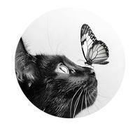 DEQORI Carta da parati rotonda autoadesiva Ø 120 cm | motivo incontro sul naso | tela tessile - staccabile, decorativa e indeformabile - per soggiorno, ufficio, corridoio o cameretta dei bambini