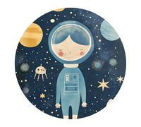 DEQORI Carta da parati rotonda autoadesiva Ø 120 cm | motivo viaggio dei sogni attraverso tutto | tela tessile, rimovibile, decorativa e indeformabile, per soggiorno, ufficio, corridoio o cameretta