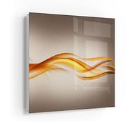 DEQORI Cassetta portachiavi bianca, 30 x 30 cm, motivo albero a fiamma, in vetro e metallo, con 50 ganci + 2 magneti, moderna scatola magnetica e scrivibile