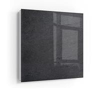DEQORI Cassetta portachiavi bianca, 30 x 30 cm, motivo lavagna in ardesia, effetto pietra, in vetro e metallo, con 50 ganci + 2 magneti, moderna scatola magnetica e scrivibile