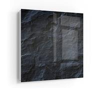 DEQORI Cassetta portachiavi bianco, 30 x 30 cm, motivo facciata in ardesia, in vetro e metallo, con 50 ganci + 2 calamite, scatola dal design moderno magnetica e scrivibile