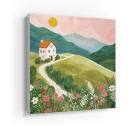 DEQORI Cassetta portachiavi con stampa UV | motivo casa nella valle dei fiori | scatola di design ca. 30 x 30 cm | Cassetta portachiavi piatta e moderna con motivo stampato | Scatola da parete per