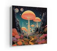 DEQORI Cassetta portachiavi con stampa UV, motivo mondi di funghi mistici | scatola di design ca. 30 x 30 cm | Cassetta portachiavi piatta e moderna con motivo stampato | Scatola da parete per