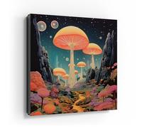 DEQORI Cassetta portachiavi con stampa UV, motivo mondi di funghi mistici | scatola di design ca. 30 x 30 cm | Cassetta portachiavi piatta e moderna con motivo stampato | Scatola da parete per