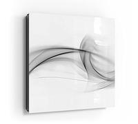 DEQORI Cassetta portachiavi nera, 30 x 30 cm, motivo fumi di nebbia, in vetro e metallo, con 50 ganci + 2 magneti, moderna scatola magnetica e scrivibile