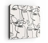 DEQORI Cassetta portachiavi nera | 30 x 30 cm | motivo linee forme facce | vetro & metallo portachiavi | armadietto portachiavi con 50 ganci + 2 magneti | scatola moderna magnetica e scrivibile