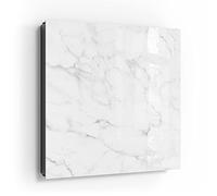 DEQORI Cassetta portachiavi nera, 30 x 30 cm, motivo piastra in marmo nel dettaglio, in vetro e metallo, con 50 ganci + 2 magneti, scatola moderna magnetica e scrivibile