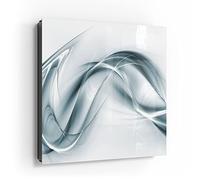 DEQORI Cassetta portachiavi nera, 30 x 30 cm, motivo vibrazioni cromate, in vetro e metallo, con 50 ganci + 2 magneti, scatola moderna magnetica e scrivibile