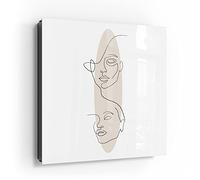 DEQORI Cassetta portachiavi nera 30x30 cm motivo linee faccia davanti ovale vetro & metallo 50 ganci + 2 magneti