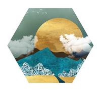 DEQORI Hexagon - Carta da parati autoadesiva da parete, 90 x 78 cm, motivo: il sentiero del sole, in tessuto, rimovibile, decorativa e indeformabile, per soggiorno, ufficio, corridoio o cameretta dei