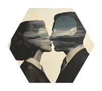 DEQORI Hexagon - Carta da parati autoadesiva da parete, 90 x 78 cm, motivo orizzonti dell'amore, in tessuto, rimovibile, decorativa e indeformabile, per soggiorno, ufficio, corridoio o cameretta dei