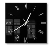 DEQORI Orologio in vetro | 30 x 30 cm | tinta unita - nero | orologio da parete dal design silenzioso in vetro | orologio da parete per soggiorno e cucina | orologio moderno per la parete