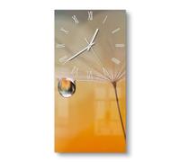 DEQORI Orologio in vetro | orizzontale 30 x 60 cm | motivo lacrima della mattina | grande orologio di design XXL in vetro | orologio da parete silenzioso per soggiorno e cucina | moderno e