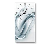 DEQORI Orologio in vetro, orizzontale, 30 x 60 cm, motivo oscillazioni cromate, grande orologio XXL design in vetro, orologio da parete silenzioso per soggiorno e cucina, moderno e accattivante da