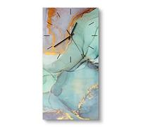 DEQORI Orologio in vetro | orizzontale 30 x 60 cm | motivo pittura ad acqua graduata | grande orologio XXL design in vetro | orologio da parete silenzioso per soggiorno e cucina | orologio moderno da