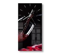 DEQORI Orologio in vetro | orizzontale 30 x 60 cm | motivo vino rosso versato nel bicchiere | grande orologio XXL design in vetro | orologio da parete silenzioso per soggiorno e cucina | orologio