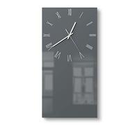 DEQORI Orologio in vetro | orizzontale 30 x 60 cm | tinta unita - grigio scuro | grande orologio XXL design in vetro | orologio da parete silenzioso per soggiorno e cucina | orologio moderno per la