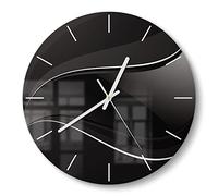 DEQORI Orologio in vetro | rotondo Ø 30 cm | motivo a onde scure | orologio da parete dal design silenzioso in vetro | orologio da parete per soggiorno e cucina | orologio moderno per la parete
