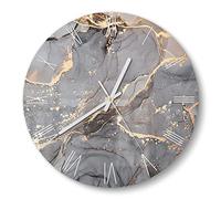 DEQORI Orologio in vetro | rotondo Ø 30 cm | motivo elegante motivo marmorizzato | orologio da parete dal design silenzioso in vetro | orologio da parete per soggiorno e cucina | orologio moderno da