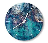 DEQORI Orologio in vetro | rotondo Ø 30 cm | motivo gioco di colori costieri | orologio da parete dal design silenzioso in vetro | orologio da parete per soggiorno e cucina | orologio moderno da