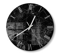 DEQORI Orologio in vetro | rotondo Ø 30 cm | motivo piano in marmo vicino | orologio da parete dal design silenzioso in vetro | orologio da parete per soggiorno e cucina | orologio moderno per la