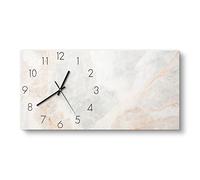 DEQORI Orologio in vetro | rotondo Ø 30 cm | motivo struttura in marmo | orologio da parete dal design silenzioso in vetro | orologio da parete per soggiorno e cucina | orologio moderno per la parete