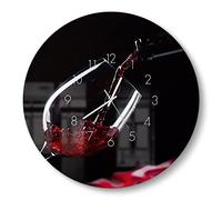 DEQORI Orologio in vetro | rotondo Ø 50 cm | motivo vino rosso versato nel bicchiere | grande orologio XXL design in vetro | orologio da parete silenzioso per soggiorno e cucina | orologio moderno per