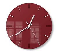 DEQORI Orologio in vetro, rotondo, diametro 30 cm, tinta unita, rosso scuro, design silenzioso in vetro, orologio da parete per soggiorno e cucina, orologio moderno e accattivante da parete