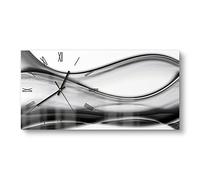 DEQORI Orologio in vetro | verticale 60 x 30 cm | motivo a onde fumose | grande orologio XXL design in vetro | orologio da parete silenzioso per soggiorno e cucina | moderno attira l'attenzione da