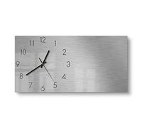 DEQORI Orologio in vetro | verticale 60 x 30 cm | motivo acciaio spazzolato | grande orologio XXL design in vetro | orologio da parete silenzioso per soggiorno e cucina | moderno e accattivante