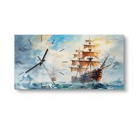 DEQORI Orologio in vetro | verticale 60 x 30 cm | motivo lago tempestoso | grande orologio XXL design in vetro | orologio da parete silenzioso per soggiorno e cucina | orologio moderno per la parete