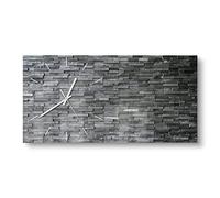 DEQORI Orologio in vetro | verticale 60 x 30 cm | motivo muro di pietra naturale | grande orologio di design XXL in vetro | orologio da parete silenzioso per soggiorno e cucina | orologio moderno per