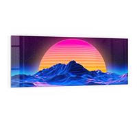DEQORI Pannello posteriore da cucina in vetro, motivo "Vaporwave digitale", 125 x 50 cm, pannello posteriore per bagno o stufa, paraspruzzi per cucina e bagno, decorazione moderna per specchio piastrellato