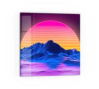 DEQORI Pannello posteriore da cucina in vetro, motivo "Vaporwave digitale", 60 x 60 cm, pannello posteriore per bagno o stufa, paraspruzzi per cucina e bagno, decorazione moderna per specchio