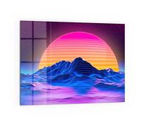 DEQORI Pannello posteriore da cucina in vetro, motivo "Vaporwave digitale", 80 x 60 cm, pannello posteriore per bagno o stufa, paraspruzzi per cucina e bagno, decorazione moderna per specchio