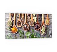 DEQORI Pannello posteriore della cucina in vetro, motivo cucchiaio da cucina decorato, 80 x 40 cm, pannello posteriore per bagno o stufa, paraspruzzi per cucina e bagno, decorazione moderna per